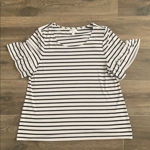 LN Charter Club bell sleeve navy/white stripe XXL